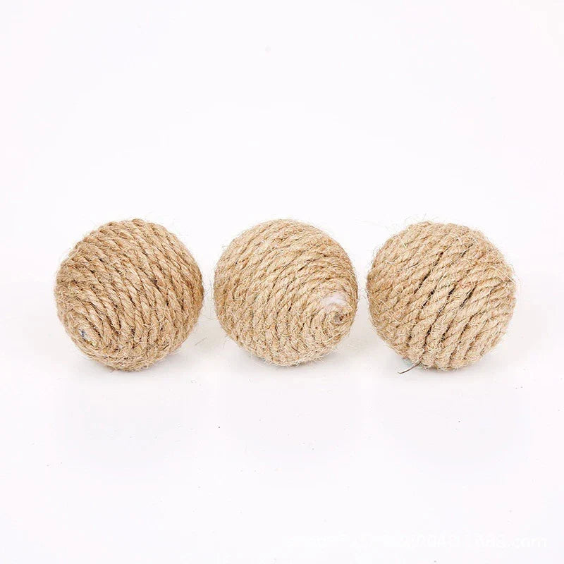 5PCS Handmade Sisal Cat Sounding Balls - Interactive Toy for Kittens