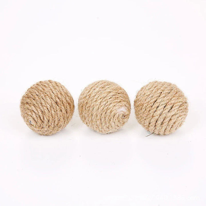 5PCS Handmade Sisal Cat Sounding Balls - Interactive Toy for Kittens