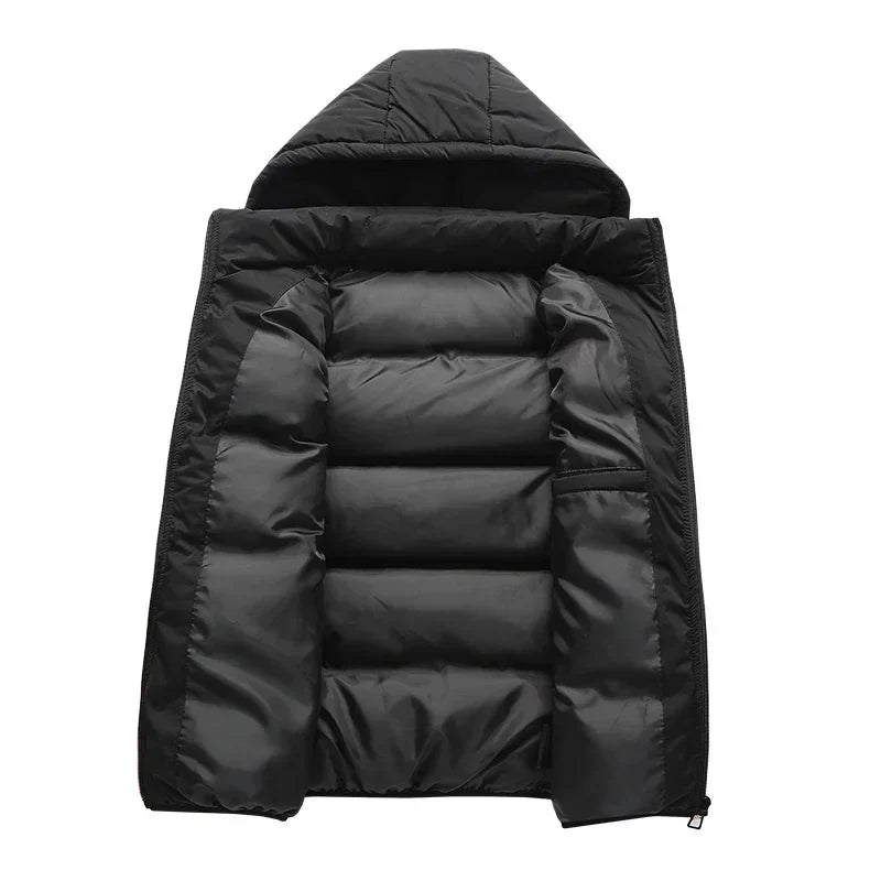 Insulating Men’s Puffer Vest - Hooded, Cotton, For Winter