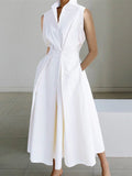 Elegant Dress with Shirt Collar, Versatile Women's Dress for Formal and Casual Occasions
