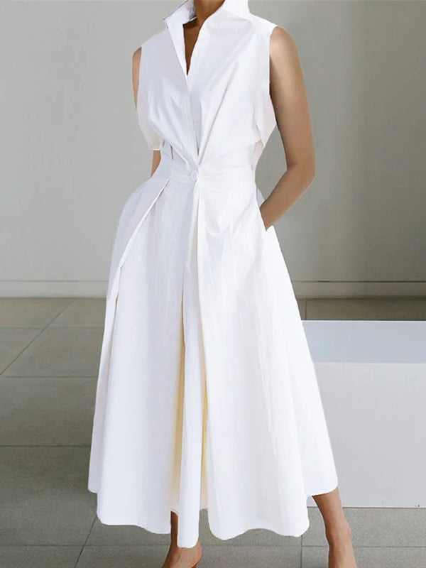 Elegant Dress with Shirt Collar, Versatile Women's Dress for Formal and Casual Occasions