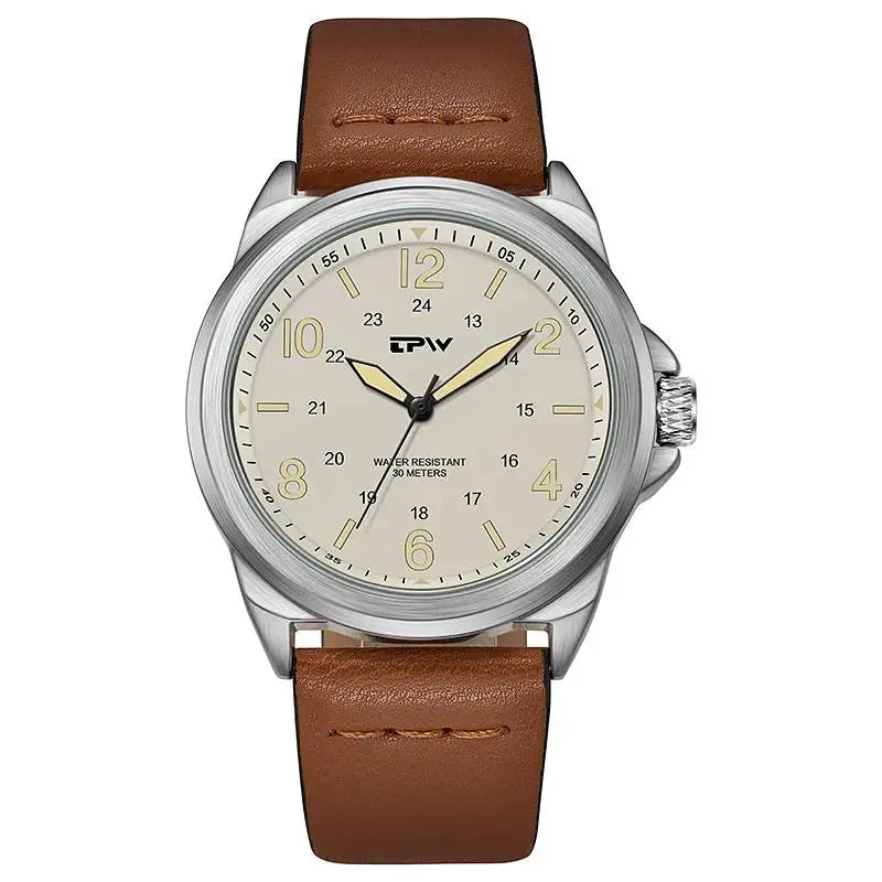 Rugged Field Watch 42mm Fabric Strap Military Analog 30M