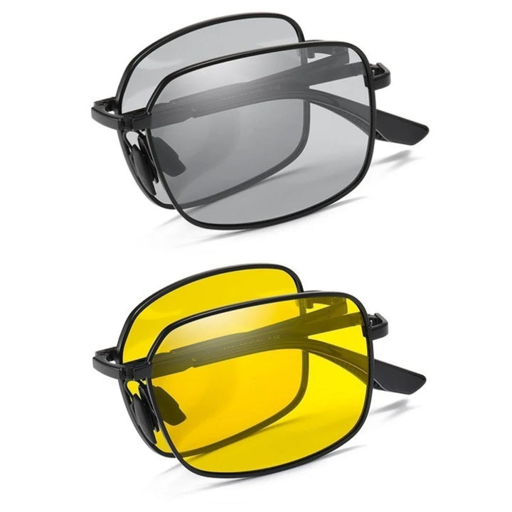 Polarized Folding Sunglasses 2 Pack Dual Use Driving Day Night colour Changing Square Frame Spring 2026 Trend