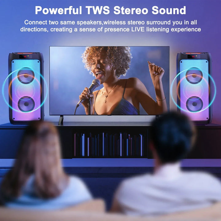 Bluetooth Speaker Karaoke Machine With 2 Microphones And LED Lights Home Party Sound System Fall 2025