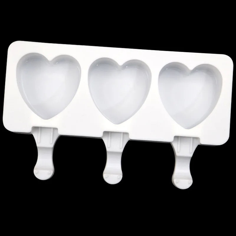 Heart-Shaped Silicone Ice Cream Mold, 3 Cavity Design for Chocolate, Pudding, and More, Food-Grade, Easy Release