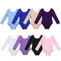 Soft girls' leotards - long sleeve solid colour, polyester, for ballet and gymnastics training