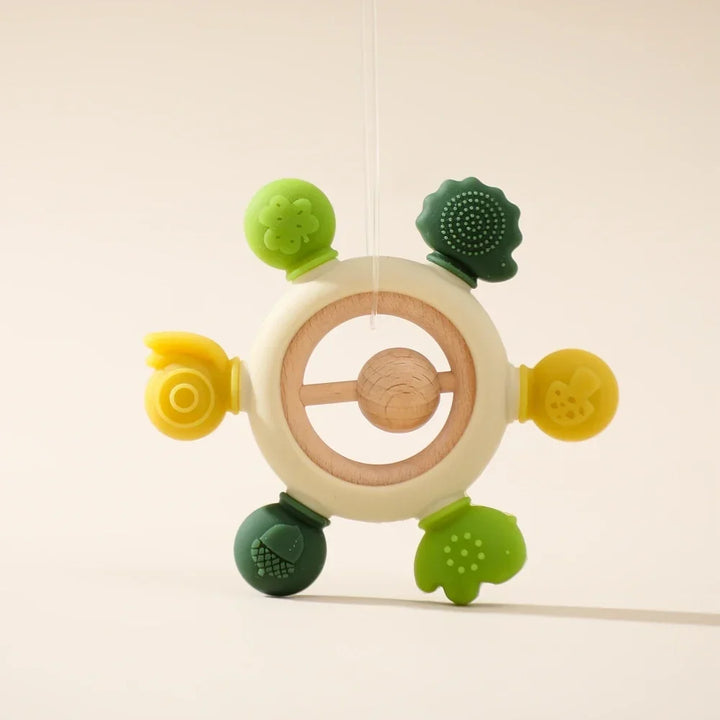 Wooden Crochet Animal Teether Rattle Newborn Sensory Toys