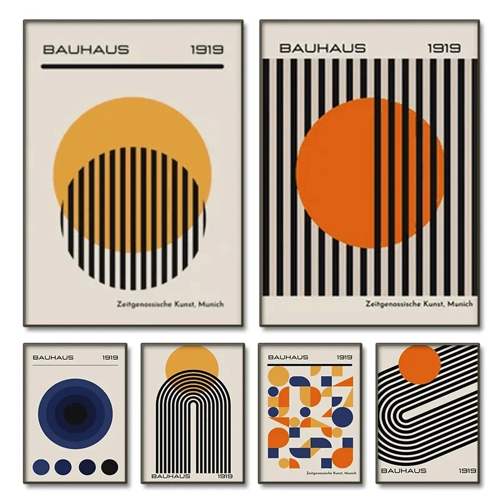 Bauhaus Abstract Geometric Posters Vertical Canvas Art
