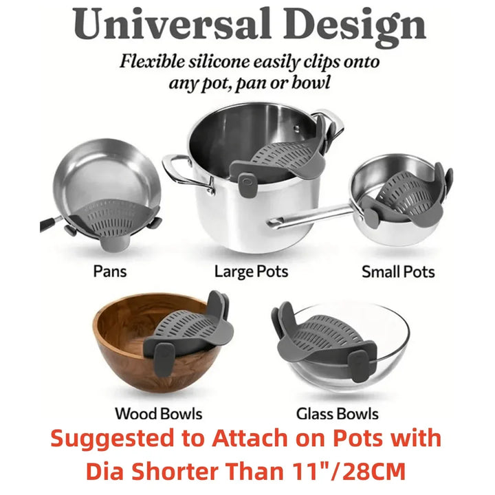 Adjustable Clip On Pot Strainer - 1pc Kitchen Strainer for Pans and Bowls