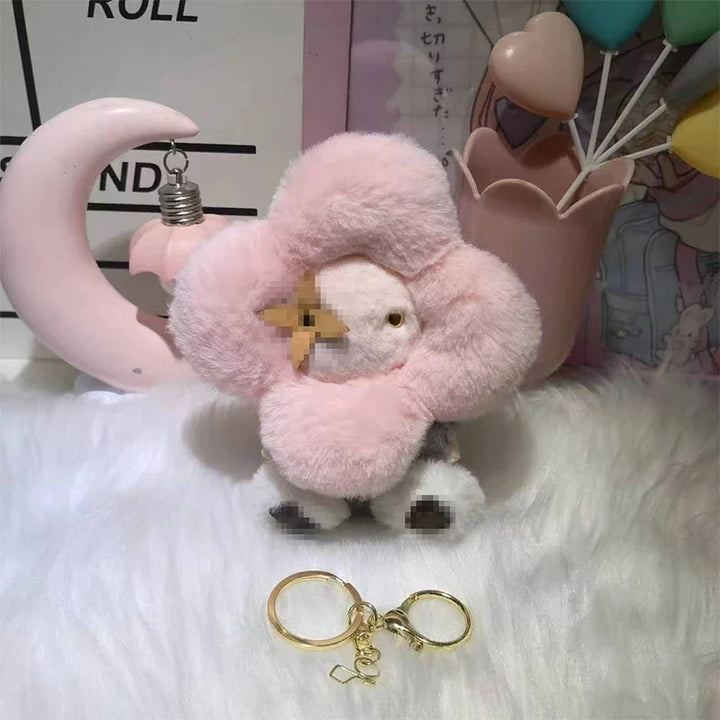 Sunflower Plush Keychain Bag Charm Pink Mini Cozy Gift