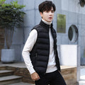 Insulating Men's Puffer Vest - Quilted Cotton Blend, Winter