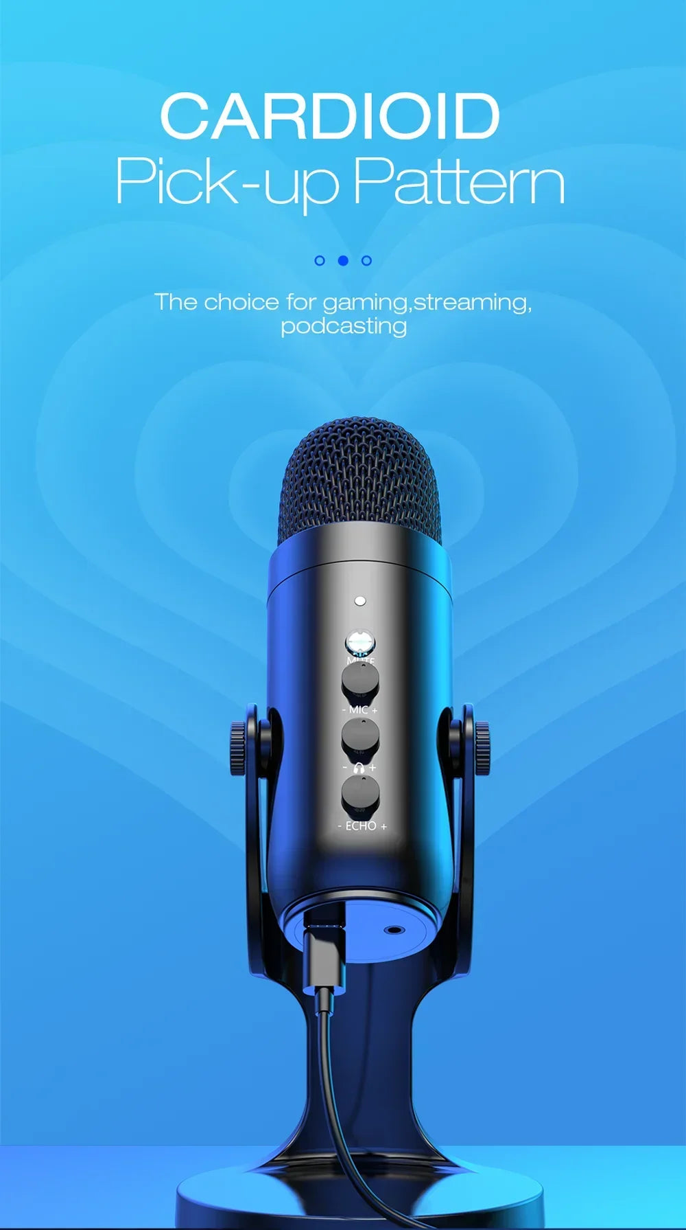 USB Condenser Microphone Desktop Mic For Streaming Podcast