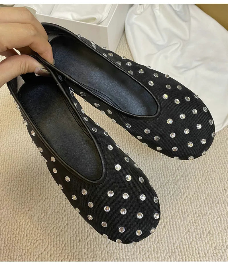 Breathable Women Ballet Flats - Mesh Crystal, Casual Walking