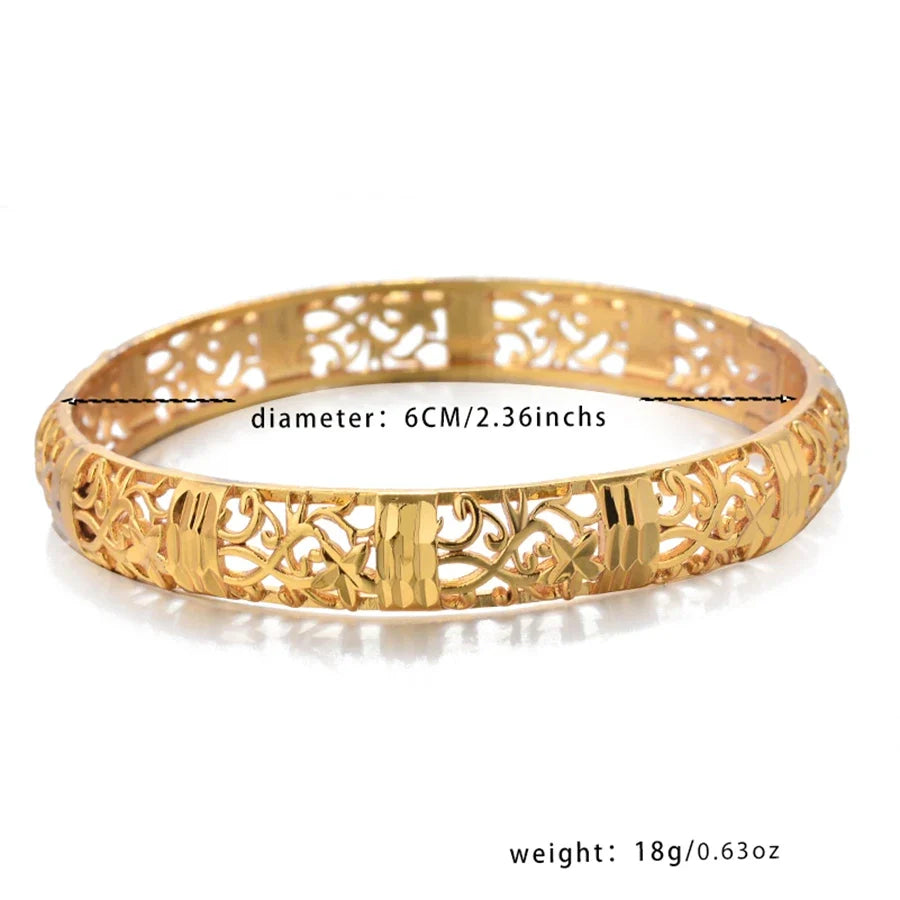 Gold colour Bangle Openwork Wedding Bracelet Dubai Style