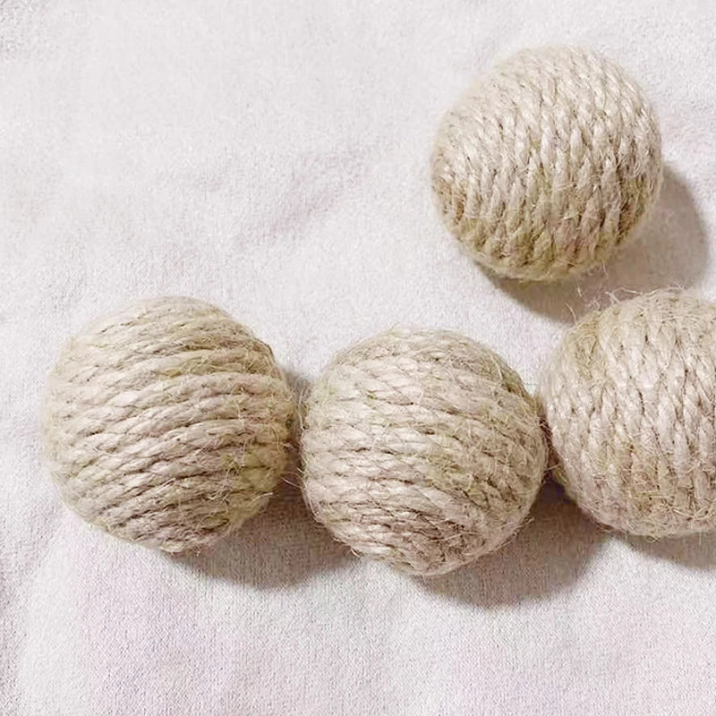 5PCS Handmade Sisal Cat Sounding Balls - Interactive Toy for Kittens