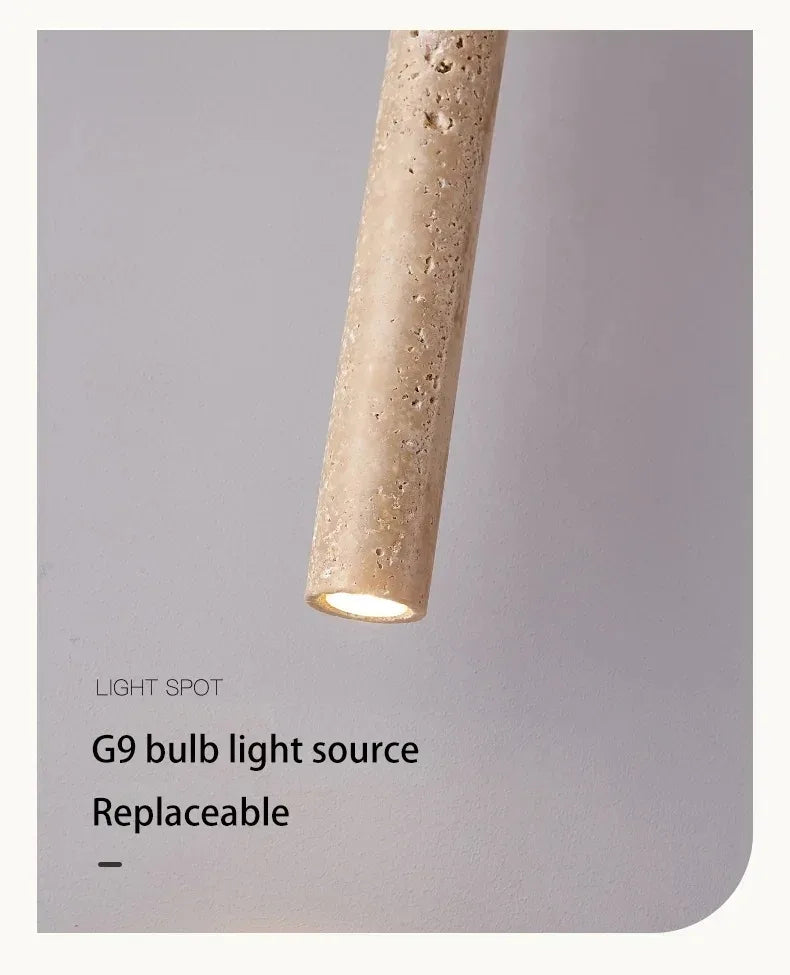 Japandi LED Pendant Lamp Wood Tube Japan Style Bedroom Light