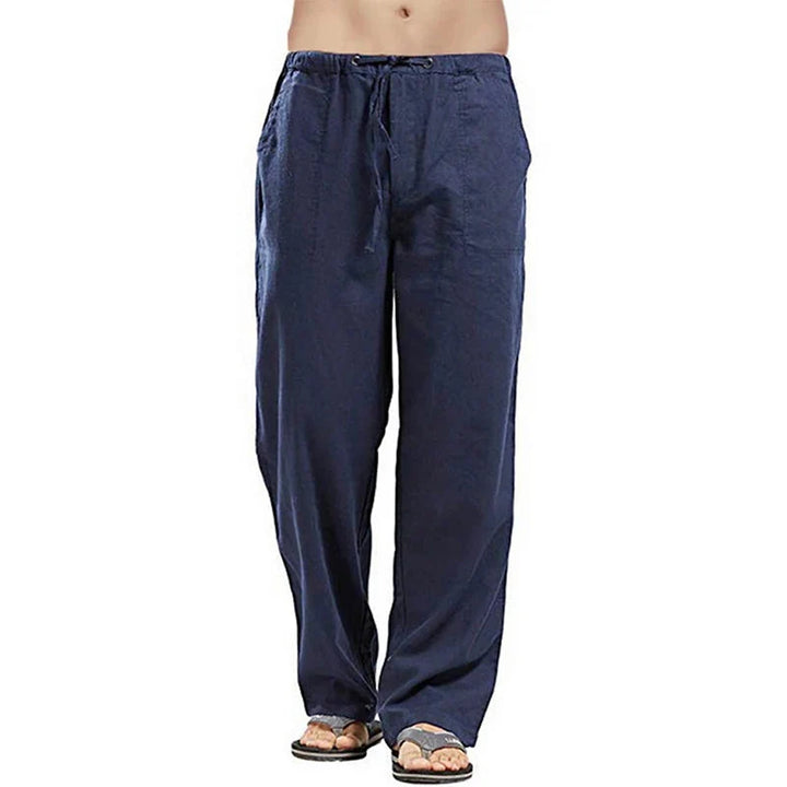 Solid colour Multi-Pocket Linen Men Trousers - Casual Breathable Summer Trouser, Large Size