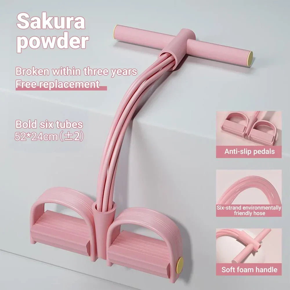 Resistance Band 6 Tube Pedal Puller Fitness Trainer
