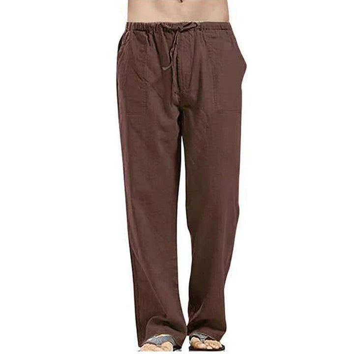 Solid colour Multi-Pocket Linen Men Trousers - Casual Breathable Summer Trouser, Large Size