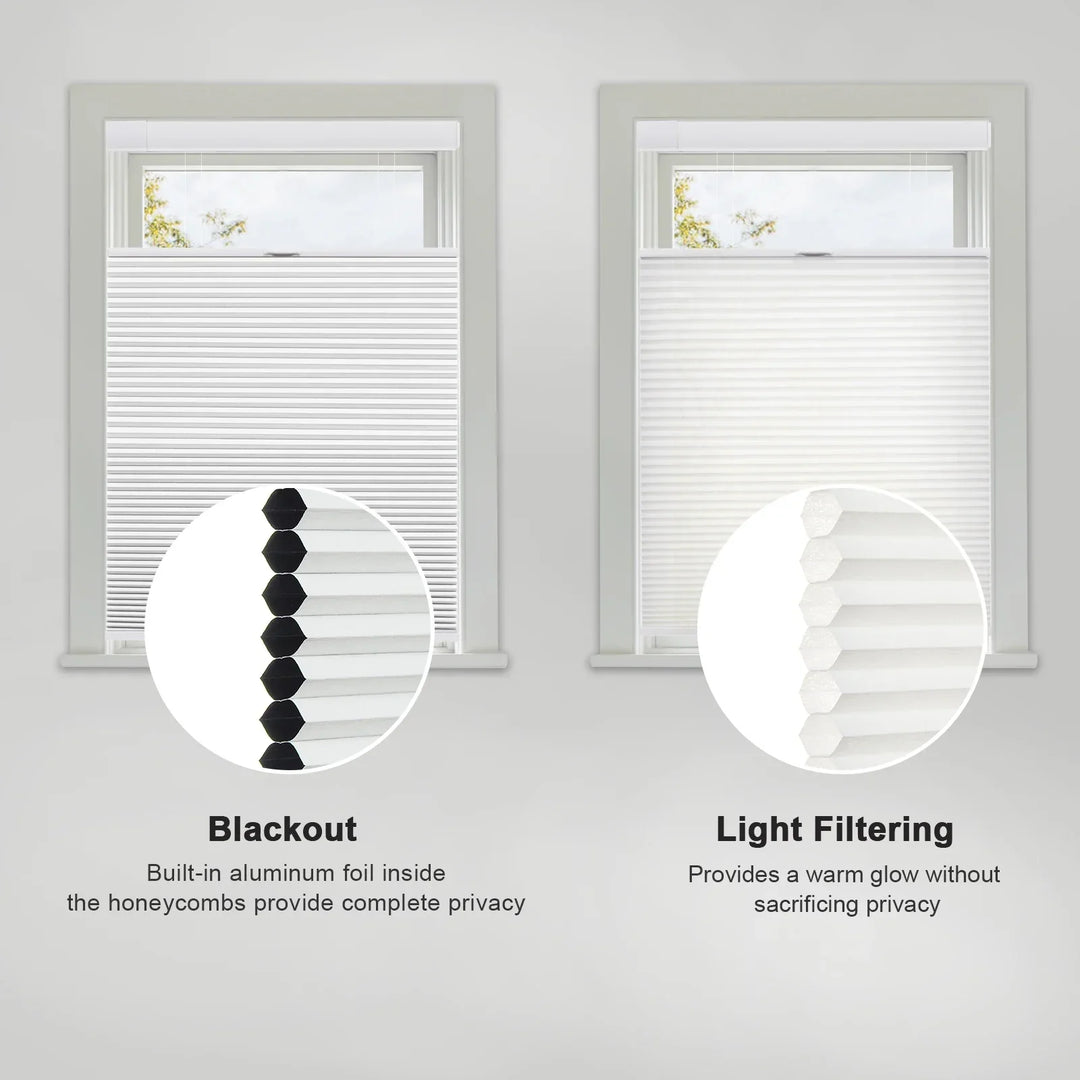 No Drill Honeycomb Blinds Cordless Thermal Insulated 1" Cell Fabric