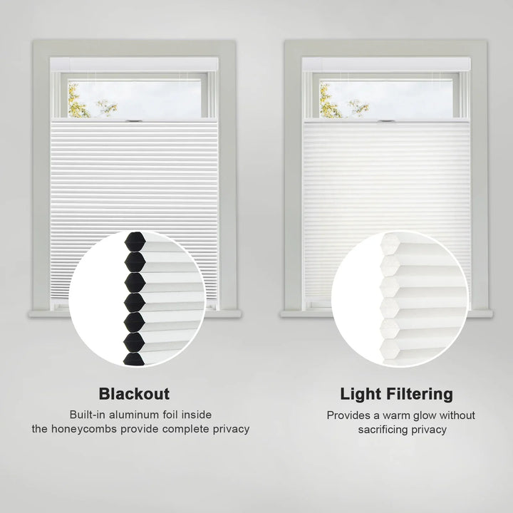 No Drill Honeycomb Blinds Cordless Thermal Insulated 1" Cell Fabric