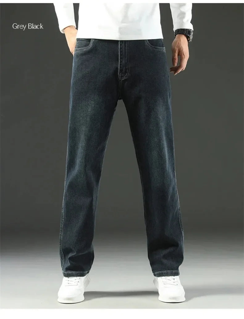 Stretchy Men’s Jeans - Wide Leg, Cotton, Business Casual