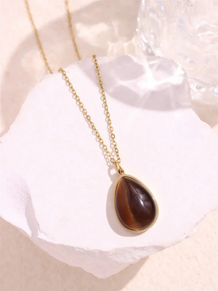 Layered Gold Tone Necklace Set With Resin Stone Pendants Boho Statement jewellery Gift Idea Fall 2026