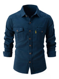 Autumn and Winter Men's Long Sleeve Shirt - Casual Stretch Cotton Linen Fashion Business Wear