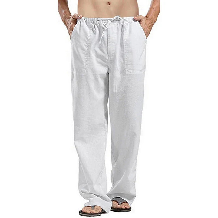 Solid colour Multi-Pocket Linen Men Trousers - Casual Breathable Summer Trouser, Large Size