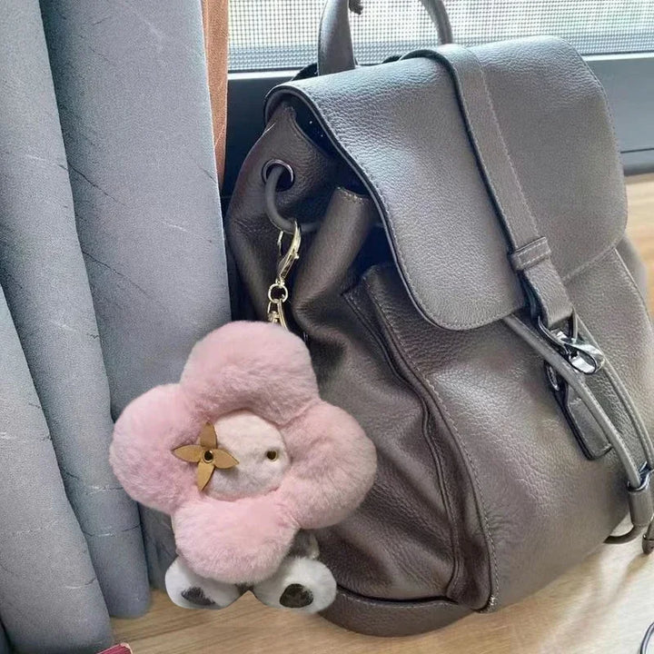 Sunflower Plush Keychain Bag Charm Pink Mini Cozy Gift