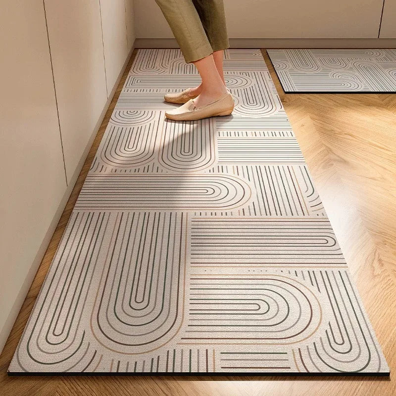 Japanese Minimalist Cream Anti Slip Floor Mat Kitchen