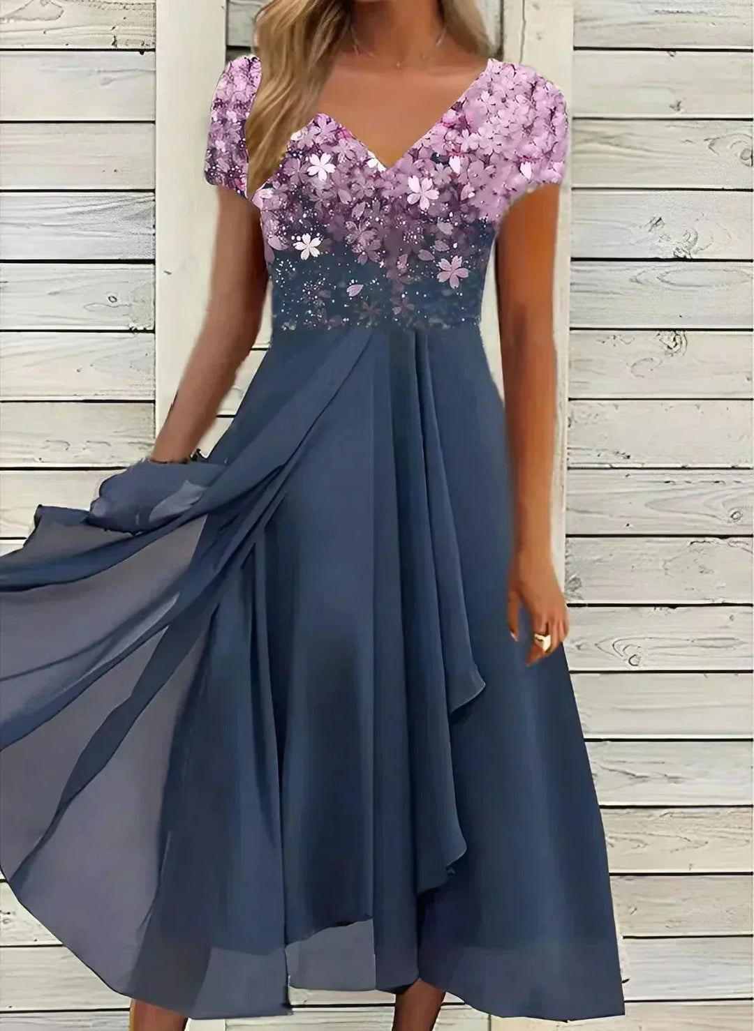 Elegant Chiffon Party Dress for Women, Knee-Length, Lightweight, Sophisticated Design for Special Occasions