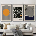 Modern Bauhaus Geometric Wall Art Prints Three Piece Set