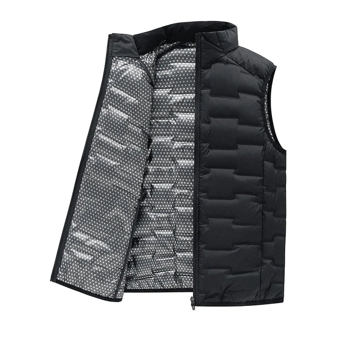 Warm Cozy Men’s Down Vest - Stand Collar, Duck Down, Winter