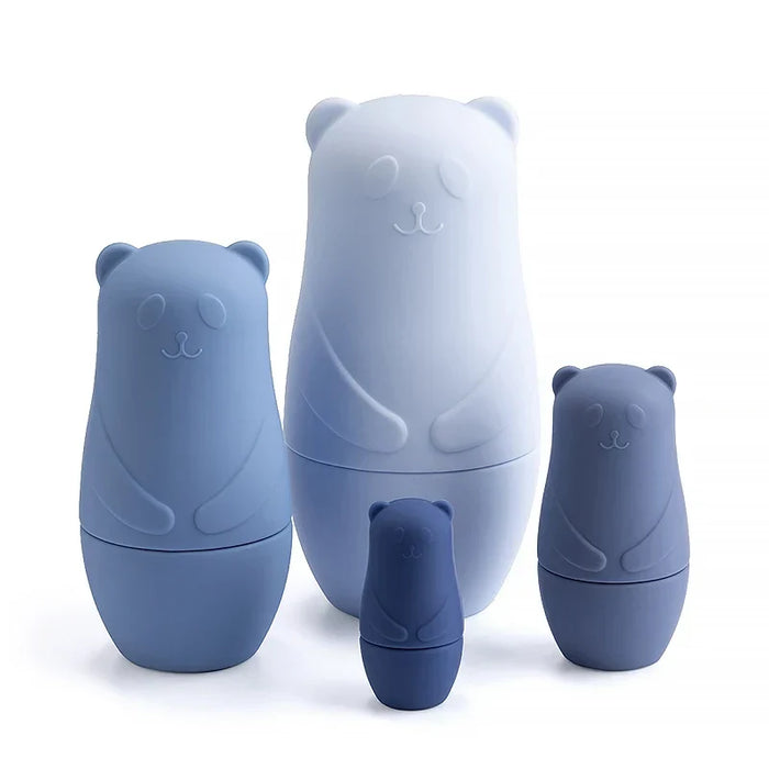 BPA-Free Silicone Stacking Blocks Nesting Doll Toy Set for Educational Play and Motor Skill Development