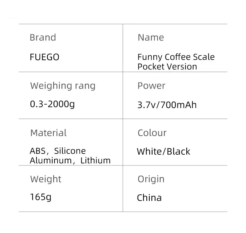 Coffee Scale Rechargeable Digital 0.1g Precision With Timer