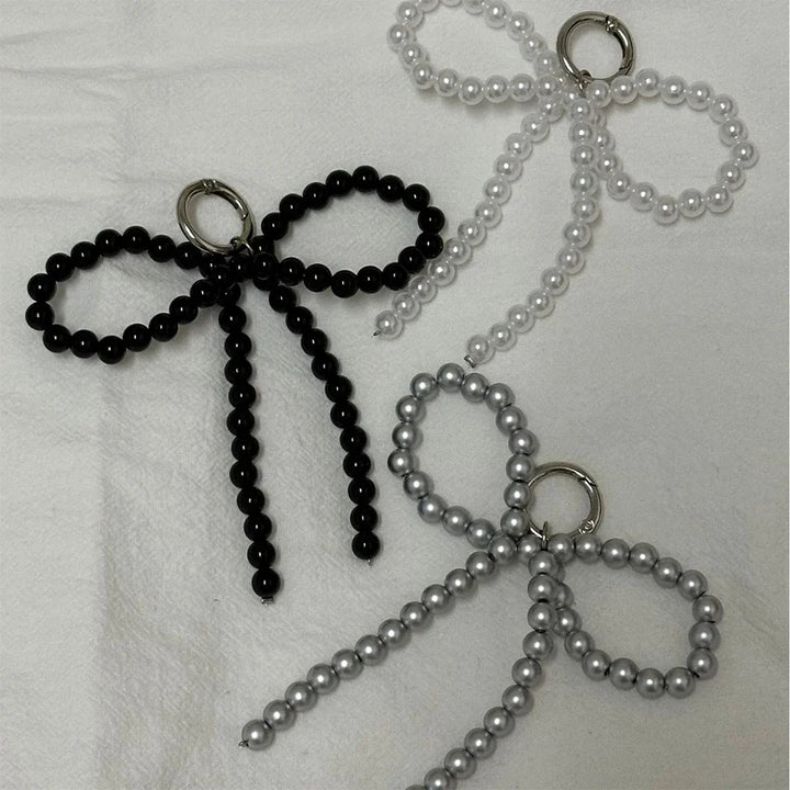 Beaded Pearl Bow Keychain Y2K Bag Charm Cute Gift Accessory