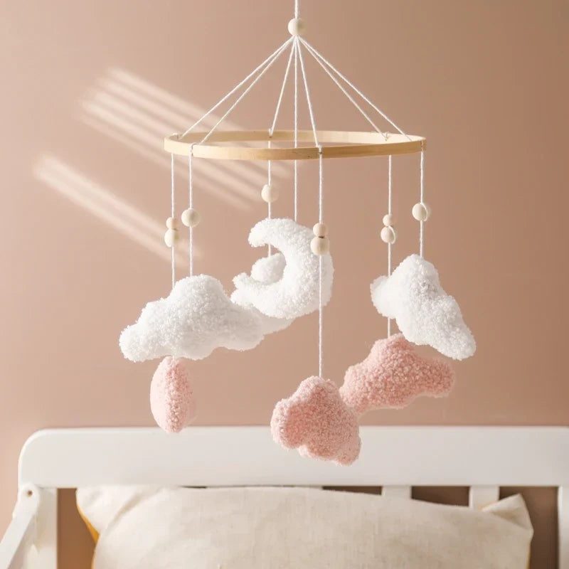Wooden Crib Mobile Felt Bear Musical Newborn Sensory Toys