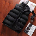 Warm Slim Men’s Puffer Vest - Stand Collar, Polyester, Casual