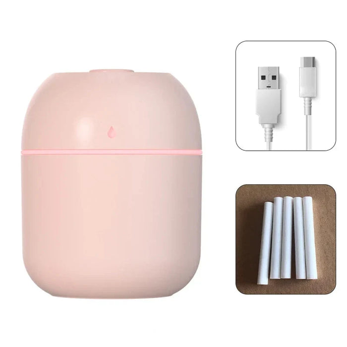 Portable USB Ultrasonic Air Mini Humidifier Diffuser with LED Lamp - Car Purifier Aroma Mist Maker for Home & Travel