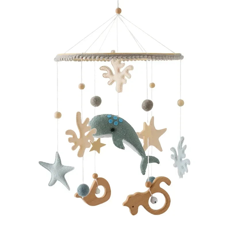 Wooden Crib Mobile Bracket Newborn Sensory Toys Soothing