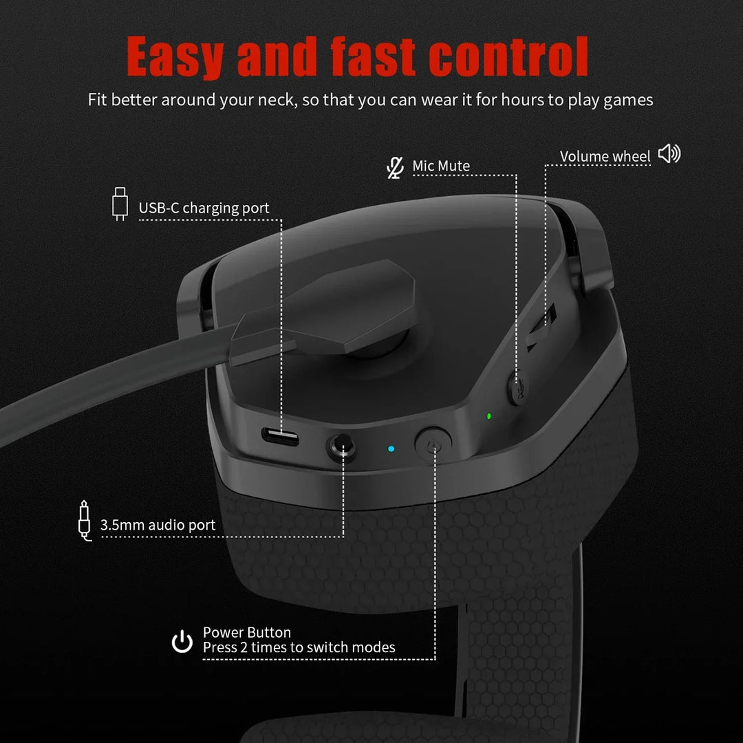Wireless Gaming Headset With Mic Active Noise Cancellation
