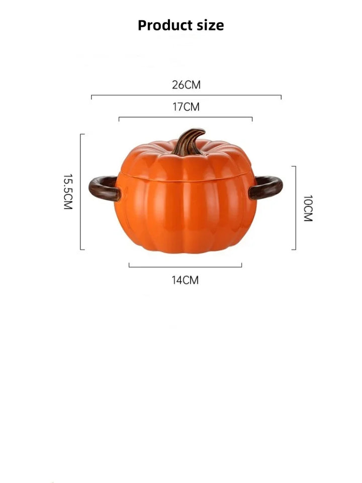 Pumpkin Soup Pot 1.4L Ceramic Bowl With Lid Halloween