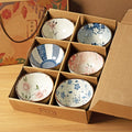 Japanese Ceramic Bowl Set 6pc Microwave Safe Gift Box