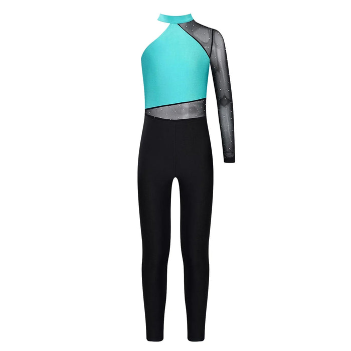 Stretchy Girls Unitard – Long Sleeve, Snakeskin, Polyester, Nylon, Elastane, For Ballet, Rhythmic Gymnastics