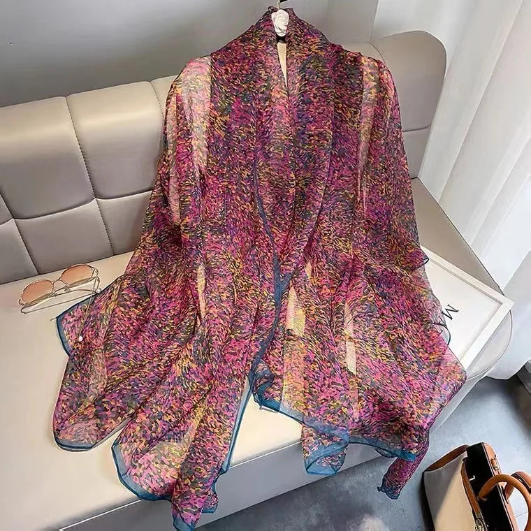 Lightweight Flowy Women’s Silk Scarf - Long Sheer Wrap