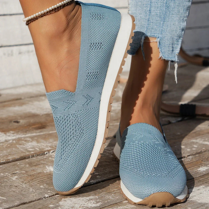 Solid colour Casual Flats Slip-On Mesh Breathable Round Toe Shoes Women&