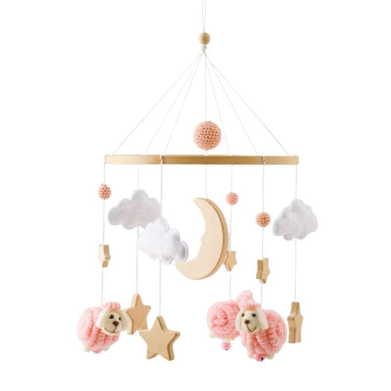 Wooden Crib Mobile Bracket Newborn Sensory Toys Soothing