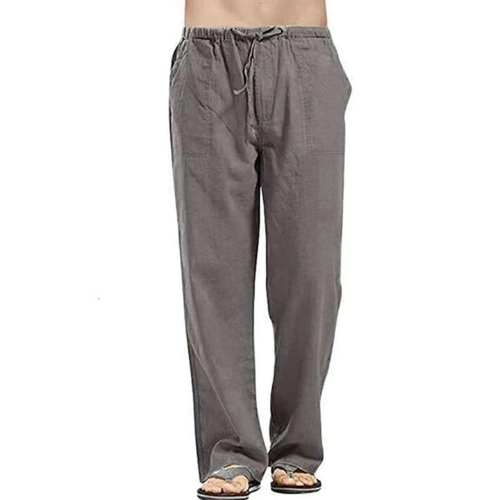 Solid colour Multi-Pocket Linen Men Trousers - Casual Breathable Summer Trouser, Large Size