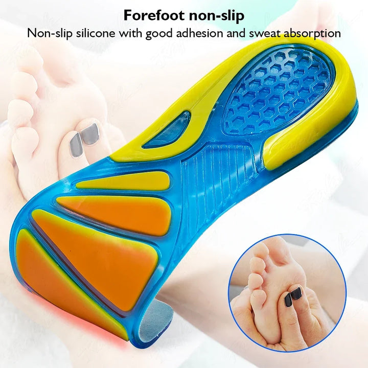 Gel Non Slip Shoe Insoles Silicone Massaging Orthotic Plantar Fascia Insole